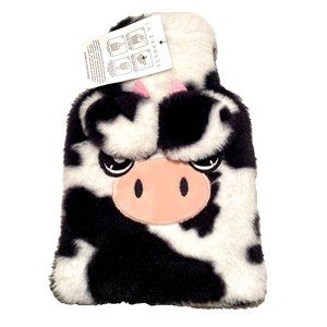 Cow Hot Water Bottle Cute Soft Plush Water Bag Heat Therapy Black White New